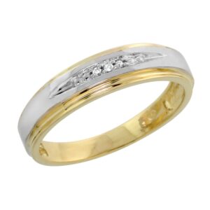 10k Gold Diamond Trio Engagement Wedding Ring Set for Him and Her 3-piece 6 mm & 5 mm 0.11 cttw size 9