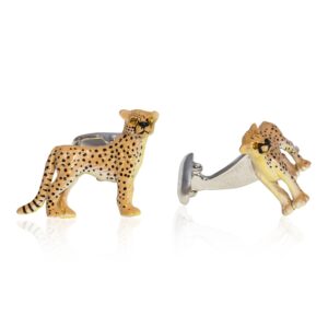 Cuff-Daddy Painted Cheetah Cufflinks with Travel Presentation Gift Box