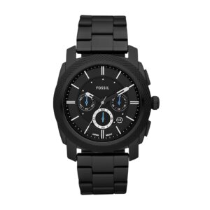 fossil men's machine quartz stainless steel chronograph watch, color: black (model: fs4552)