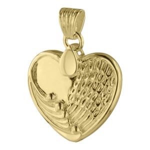 perfect memorials angel wing heart 14k gold vermeil cremation jewelry (1 cu/in) - beautiful keepsake necklace/memorial urn pendant for 1 cu/in of human ashes, lock of hair/honor your loved one