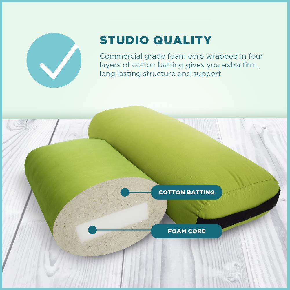 Bean Products Yoga Bolster - Handcrafted In The USA With Eco Friendly Materials - Studio Grade Support Cushion That Elevates Your Practice & Lasts Longer - Rectangle, Cotton Navy