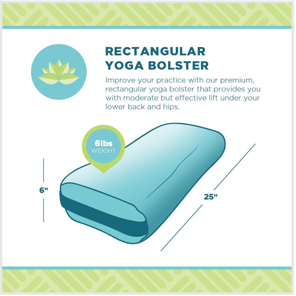 Bean Products Yoga Bolster - Handcrafted In The USA With Eco Friendly Materials - Studio Grade Support Cushion That Elevates Your Practice & Lasts Longer - Rectangle, Cotton Navy