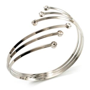 Avalaya Silver Tone Crystal Armlet Bangle - Adjustable