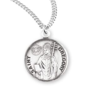 sterling silver st. gregory medal with 20" chain necklace