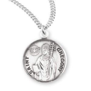 Sterling Silver St. Gregory Medal With 20" Chain Necklace