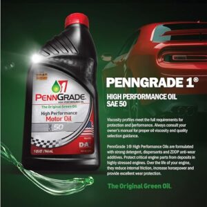 PENN GRADE 1, 71156, Monograde High Performance Oil SAE 50, 1 Quart (12 Pack)