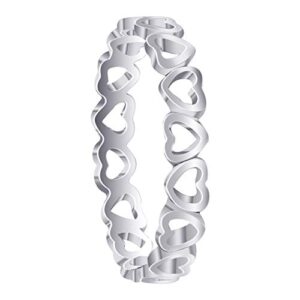 gem avenue 925 sterling silver tiny open hearts 4mm eternity band ring for women size 10