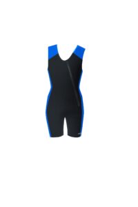 aeroskin 1mm neoprene sleeveless shorty with slant front zip and spine/kidney pad (black/blue, medium)