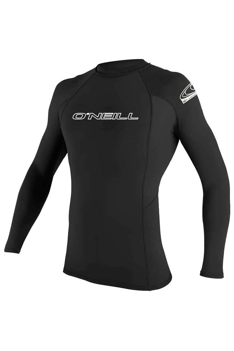 O'Neill Wetsuits Men's Basic Skins UPF 50+ Long Sleeve Rash Guard, Black, S