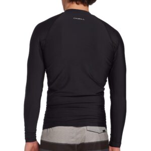 O'Neill Wetsuits Men's Basic Skins UPF 50+ Long Sleeve Rash Guard, Black, S