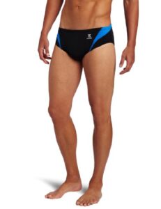 tyr sport men's alliance durafast splice racer swim suit (black/blue, 36)