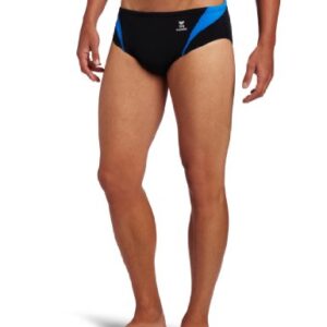 TYR Sport Men's Alliance Durafast Splice Racer Swim Suit (Black/Blue, 36)