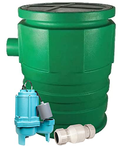 Little Giant WCR-9SS 115 Volt, 4/10 HP, 4800 GPH Sewage/Effluent/Wastewater Collection and Removal System, Steel Cover, Green/Blue, 509082