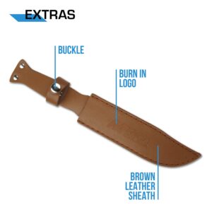 MTECH USA M-tech USA Leather Ribbed Stainless Steel Survival Knife , Brown , Small