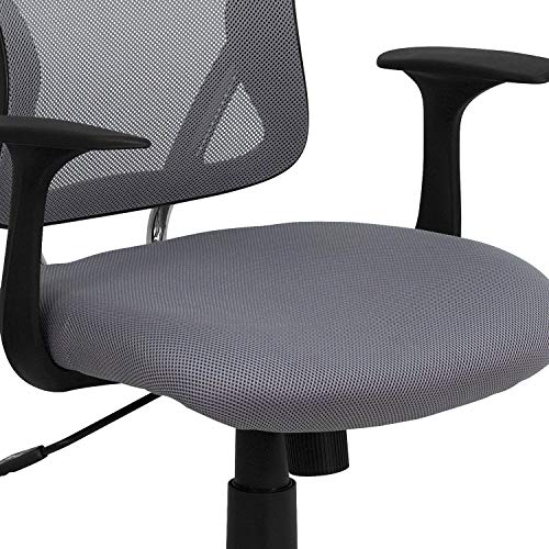 Flash Furniture Alfred Mid-Back Gray Mesh Swivel Task Office Chair with Chrome Base and Arms