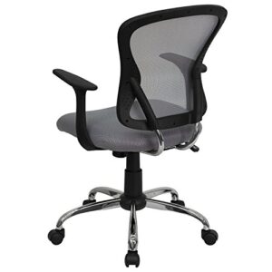 Flash Furniture Alfred Mid-Back Gray Mesh Swivel Task Office Chair with Chrome Base and Arms