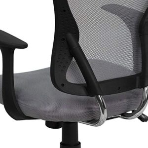 Flash Furniture Alfred Mid-Back Gray Mesh Swivel Task Office Chair with Chrome Base and Arms