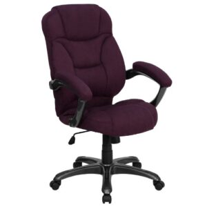 Flash Furniture Jessie High Back Grape Microfiber Contemporary Executive Swivel Ergonomic Office Chair with Arms