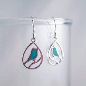 Boma Jewelry Sterling Silver Turquoise Bird Teardrop Inlay Earrings