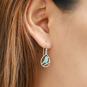 Boma Jewelry Sterling Silver Turquoise Bird Teardrop Inlay Earrings