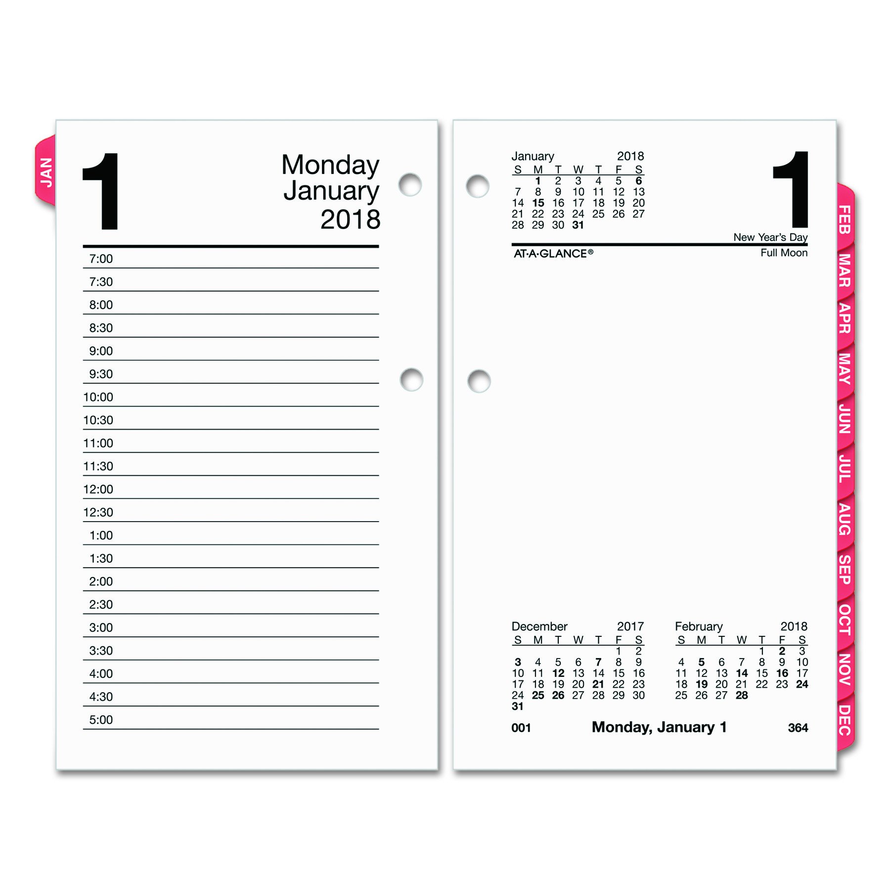 AT-A-GLANCE E717T50 Desk Calendar Refill with Tabs, 3 1/2 x 6, White, 2016