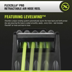 Flexzilla Pro Levelwind Retractable Air Hose Reel, 1/2 in. x 50 ft., Heavy Duty, Lightweight, Hybrid, ZillaGreen - L8335FZ