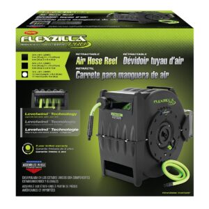 Flexzilla Pro Levelwind Retractable Air Hose Reel, 1/2 in. x 50 ft., Heavy Duty, Lightweight, Hybrid, ZillaGreen - L8335FZ