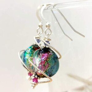 Body Candy Handcrafted 925 Silver Purple Dichroic Drop Dangle Earrings Created with Crystals