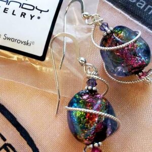 Body Candy Handcrafted 925 Silver Purple Dichroic Drop Dangle Earrings Created with Crystals