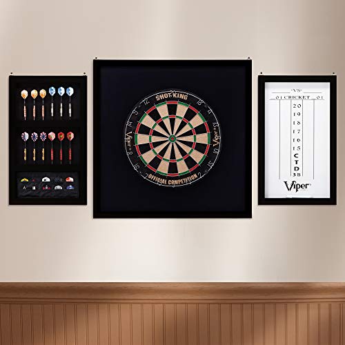 Viper Championship Wood Framed Dartboard Backboard Set, Mahogany Finish Black, 29“L x29“W x 1“H