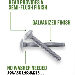 Hillman Group Galvanized Carriage Bolt 1/2” x 9”, 25 Count, Blunt Point, Alloy Steel, Self-Locking Round Head Fasteners, for Wood and Metal, No Washer Needed, Rust-Resistant (812633)