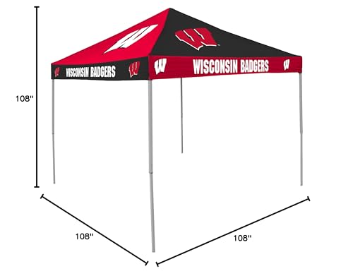 Logo Brands NCAA CB Tent, Wisconsin Badgers, 9 foot X 9 foot,Red