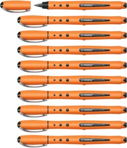 stabilo bionic worker rollerball pen soft grip medium 0.8mm tip 0.6mm line black ref 2018-46 [pack of 10]