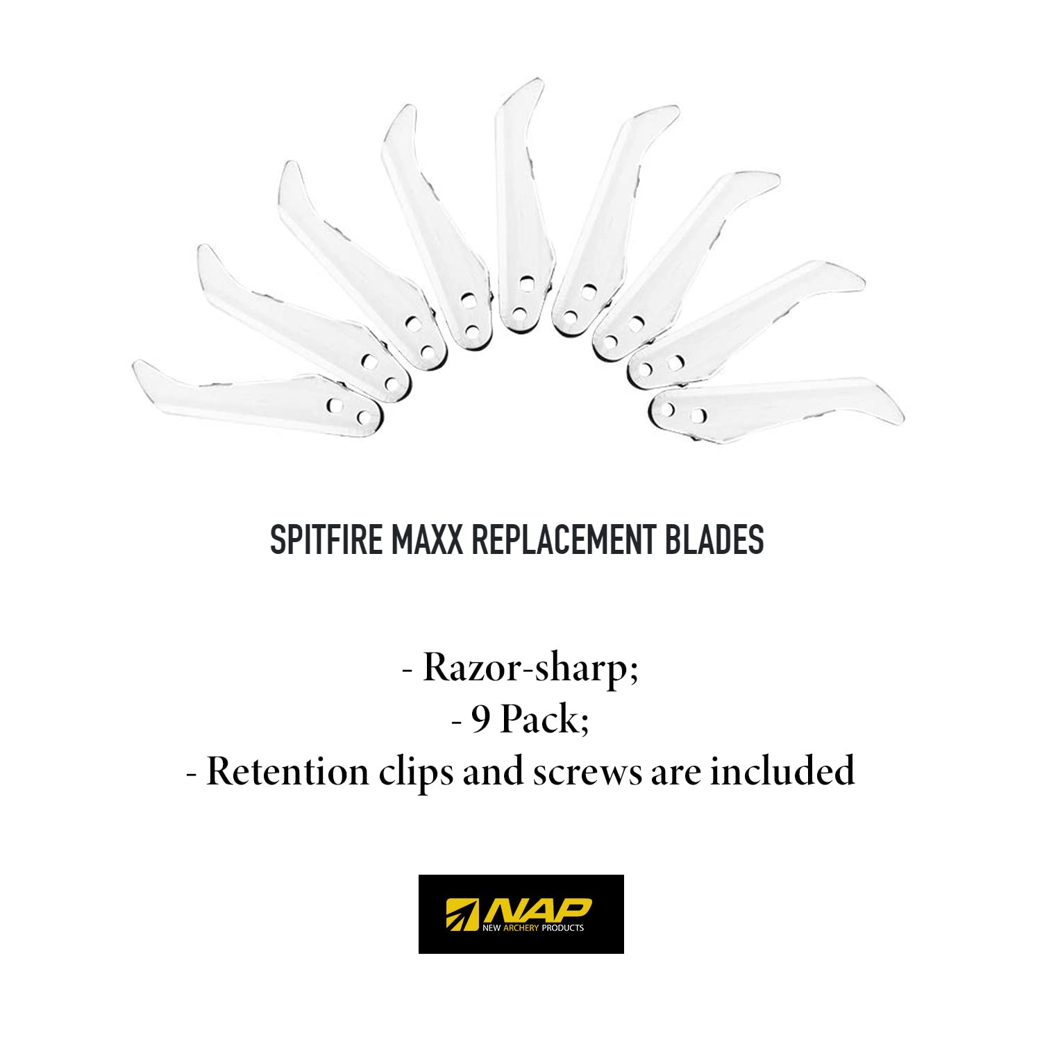 New Archery Products Spitfire Maxx 100/125 Grain Archery Bowhunting Replacement Blades for Spitfire Maxx Broadheads - 9 Pack