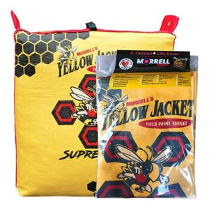 morrell yellow jacket supreme 3 field point adult archery bag target replacement cover with 2 shooting sides, 10 bullseyes, and carry handle, yellow