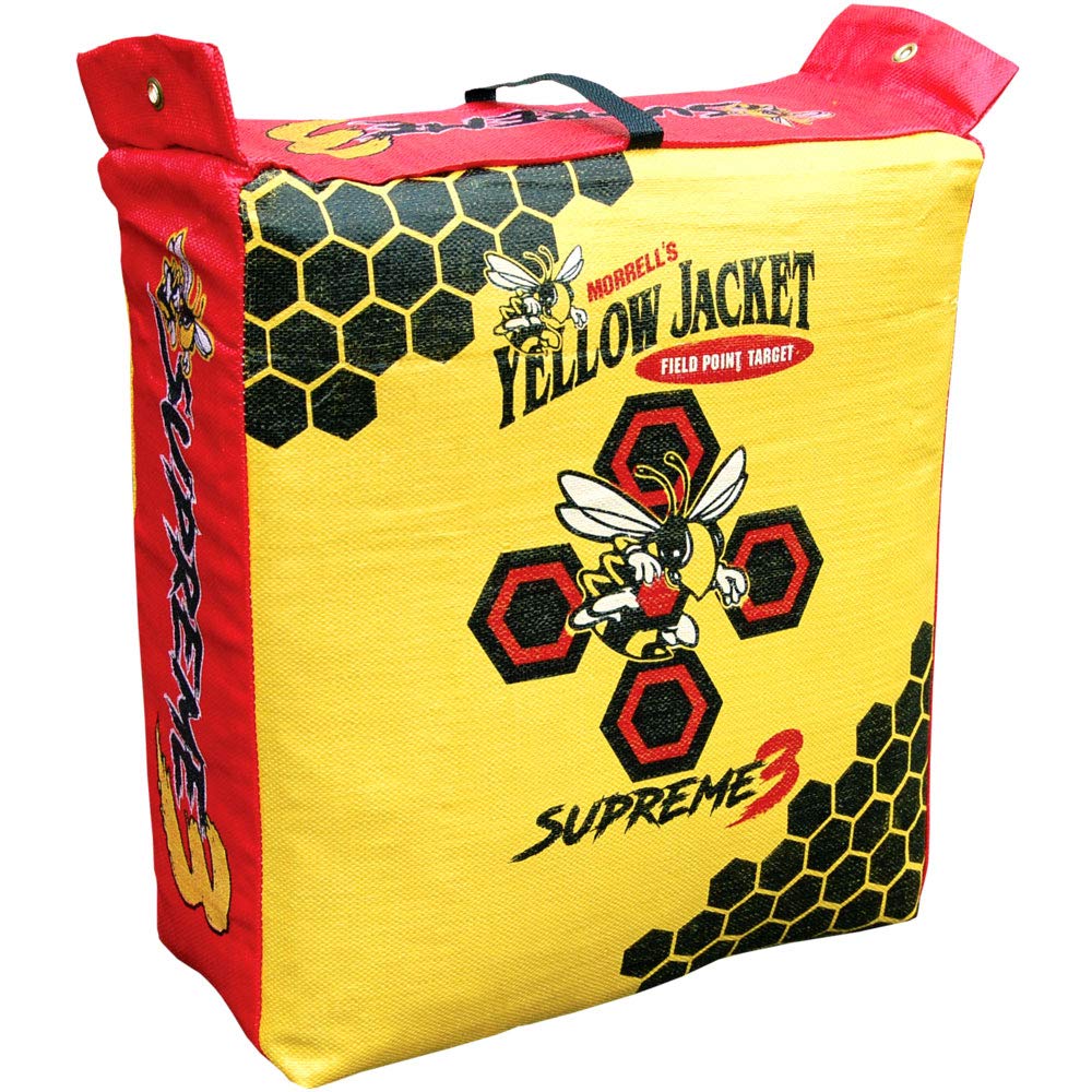 Morrell Yellow Jacket Supreme 3 Field Point Adult Archery Bag Target Replacement Cover with 2 Shooting Sides, 10 Bullseyes, and Carry Handle, Yellow