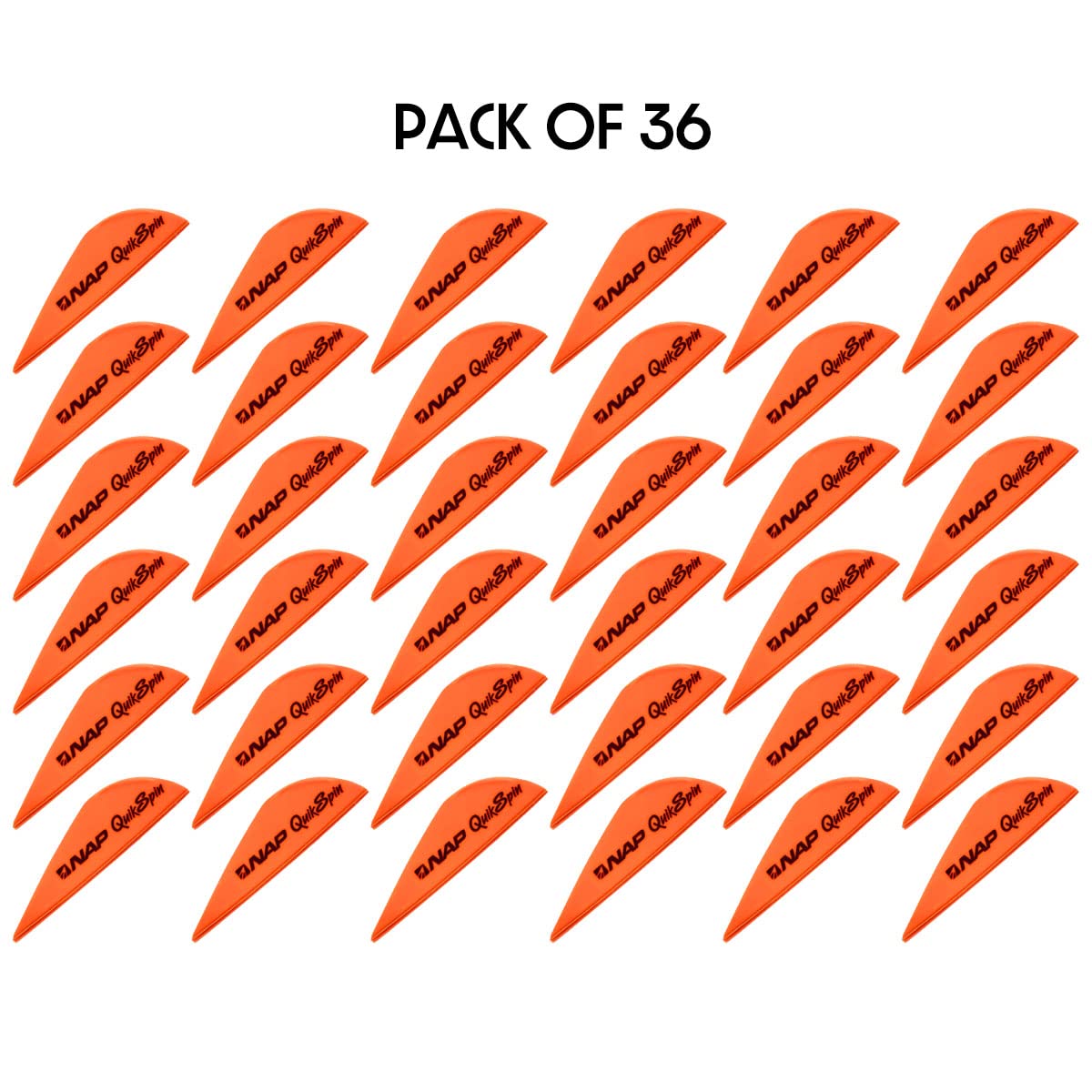 New Archery Products Bow Hunting Shooting Target Practice QuickSpin Plastic Arrow Fletching Vanes 2 Inch, Pack of 36, Orange