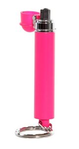 mace brand mini keychain pepper spray (pink hard case) – accurate 5’ powerful pepper spray, flip top safety cap – great for self-defense, refillable with a mace refill unit,hot pink