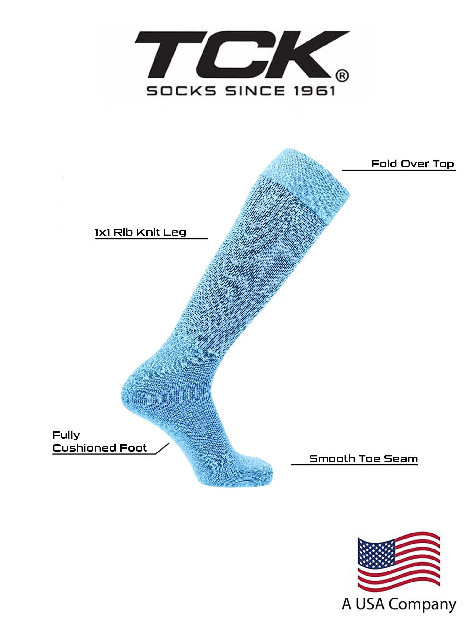 TCK Soccer Socks Multisport Tube MS (Columbia Blue, Medium)