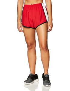 augusta sportswear women's junior fit pulse team short, red/white/black, small