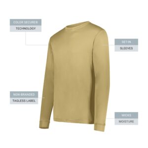 Augusta Sportswear Mens Wicking Long Sleeve T-shirt, Vegas Gold, X-Large US