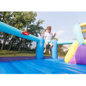 Bounceland Pop Star Inflatable Bounce House Bouncer, Large Bouncing Area with Long Slide, Climbing Wall, Basketball Hoop, UL 1HP Blower Included, 15 ft x 13 ft x 8.3 ft H, Pop Star Kids Party Theme