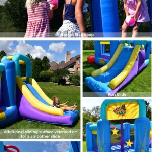 Bounceland Pop Star Inflatable Bounce House Bouncer, Large Bouncing Area with Long Slide, Climbing Wall, Basketball Hoop, UL 1HP Blower Included, 15 ft x 13 ft x 8.3 ft H, Pop Star Kids Party Theme