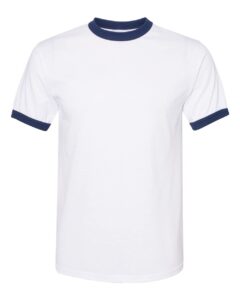 augusta sportswear unisex adult ringer tee shirt, white/navy, medium