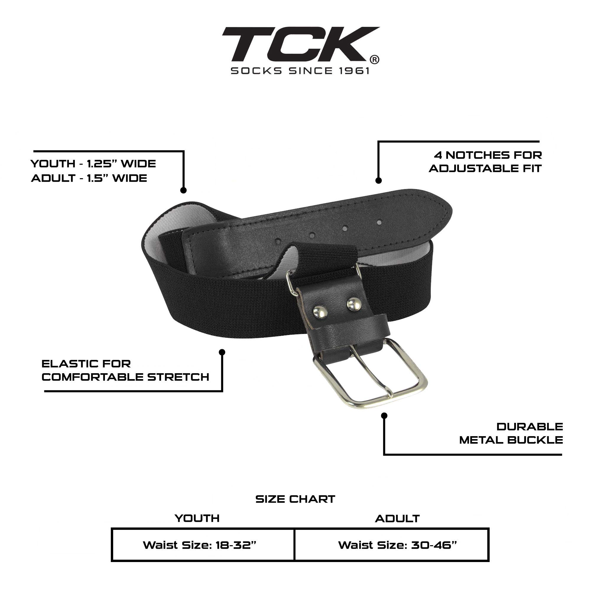 TCK Softball Baseball Belt (Youth, Black)