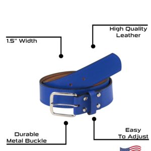 TCK Premium Leather Baseball Softball Belt (Royal Blue, 42")