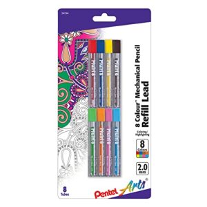 pentel arts® lead pencil refills, 2.0 mm, assorted colors, pack of 8