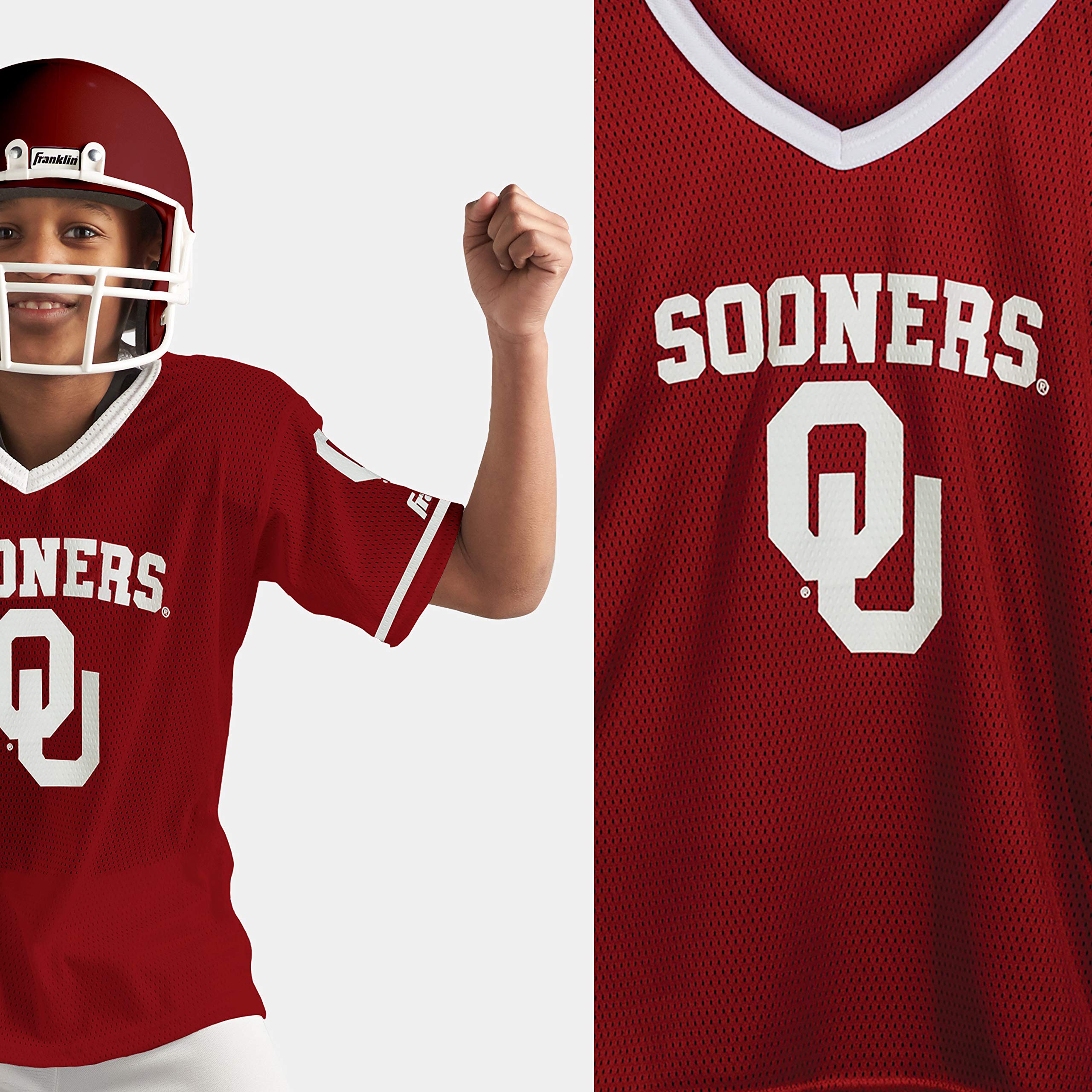 Franklin Sports NCAA Oklahoma Sooners Kids College Football Uniform Set - Youth Uniform Set - Includes Jersey, Helmet, Pants - Youth Medium