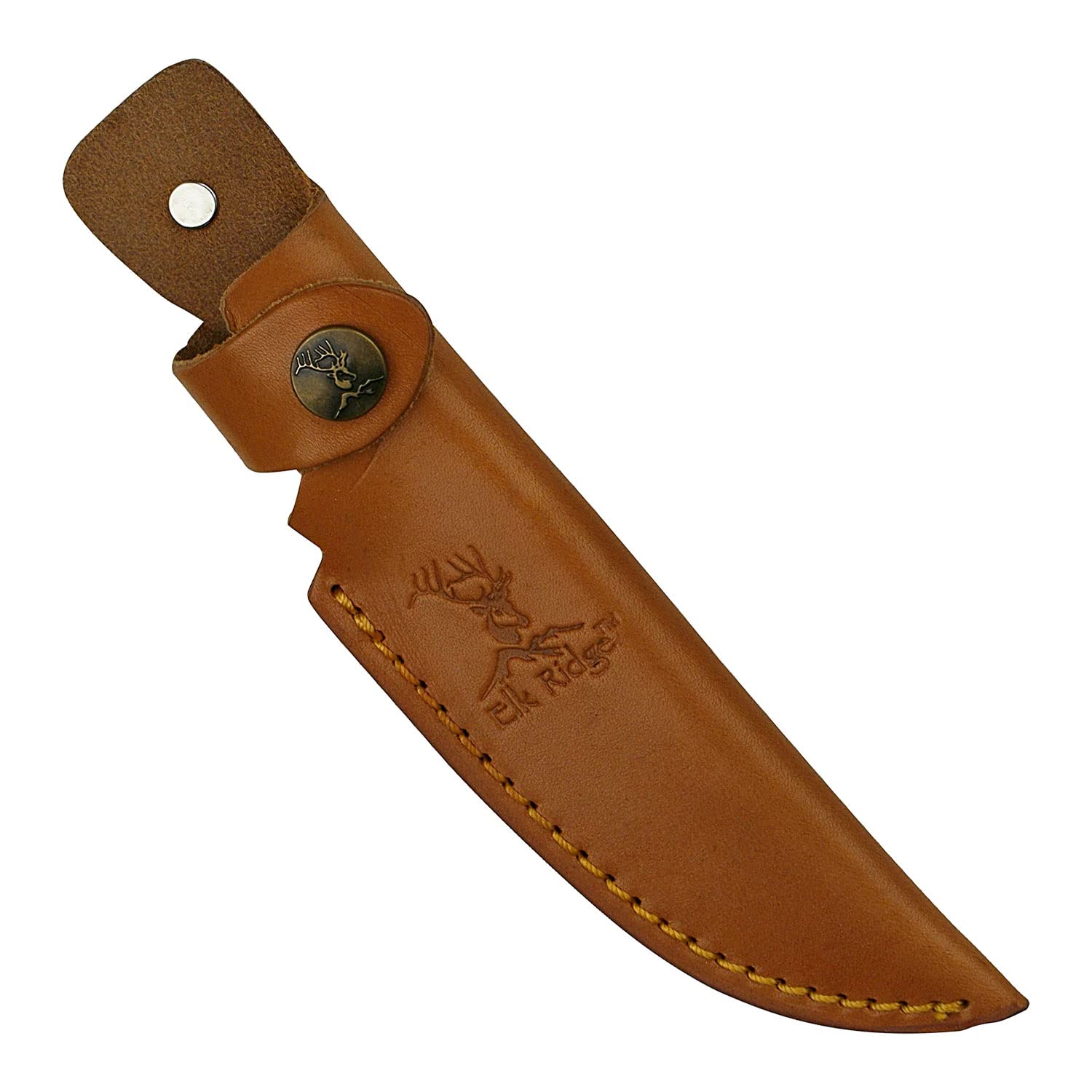 Elk Ridge - Outdoors Fixed Blade Knife, 9.5-in Overall, Satin Finish Stainless Steel Blade, 2 Tone burl Wood Handle, Genuine Leather Sheath, Hunting, Camping, Survival - ER-085