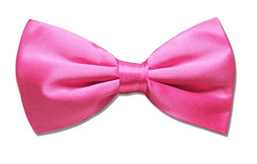 Vesuvio Napoli 100% SILK BOWTIE Solid HOT PINK FUCHSIA Color Men's Bow Tie for Tuxedo or Suit